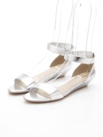 メタリックコンビローウェッジサンダル/SILVER