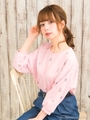 裏毛総柄小花刺繍/TOPS/ピンク