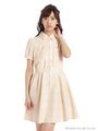 半袖チェックシャツワンピース/ベージュ