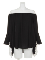 【Sov.】ワッフルジョーゼットオフショルブラウス/オフ