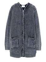 ストーンウォッシュロングパーカー/BLACK