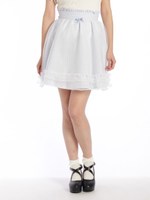 チェックリボンチュールスカート/ブルー