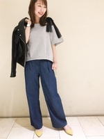 タックワイドデニムパンツ/ネイビー