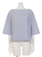 【洗える】【小泉里子さん着用】ガゼットボートネックBL/ライトミックス