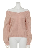 ストーンウォッシュ2WAYオフショルニットPO/PNK