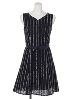 ストライプレースワンピース/オフホワイト