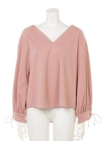 ハトメリボンバルーンスリーブプルオーバー/BLACK