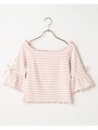 ボーダースカラップTシャツ/ピンク