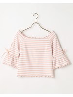 ボーダースカラップTシャツ/ピンク