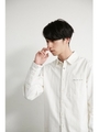 【AZUL by moussy】抗菌加工ペイズリー使い長袖OXシャツ/WHT