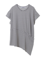 サイドスラッシュTシャツ(SS)/ホワイト*グレー(ボーダー)