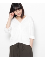 ドロップショルダーVネックプルオーバー/ホワイト系(002)