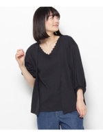 レースVネックタンクトップ+カーディガン/ブルー系(095)