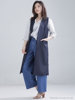 Vネックロングジレ/ネイビー