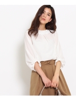 〔洗える〕ロールネックバックシャツブラウス/オフホワイト(003)