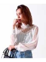 【ANAP】ストライプメッシュトップスSET/WH