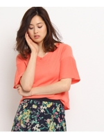 フリル半袖ニットプルオーバー/レッド(062)