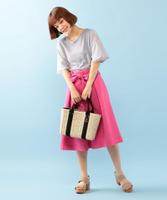 リボン付きハイウエストフレアスカート