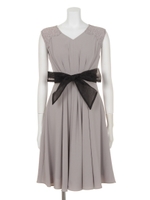 【雑誌掲載・人気商品・結婚式・お呼ばれ対応・アクセサリー付き】Dorry Doll  サッシュベルト付きショルダーレース美ラインフレアーワンピース/ネイビー