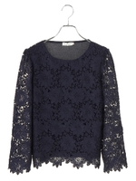 ＜ＷＥＢ限定大きな・小さなサイズ＞ケミカルレースプルオーバー/ネイビー