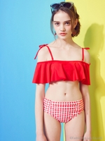 ギャザーフレアトップビキニ/ブラック