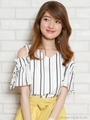 オープンショルダーバックシャンブラウス/ストライプ