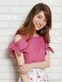 ラッフル2WAYブラウス/濃ピンク