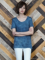 2色ムラ染 インディゴライク Tシャツ/ブルー