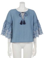 【ANAP】ソフトデニムアイレット刺繍ブラウス/サックスブルー(020)