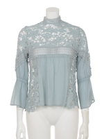 フラワーレースブラウス/ライトブルー