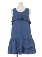 【sw】ボリュームフリルデニムワンピース/ブルー