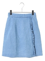 フリル台形デニムスカパン/ライトインディゴ