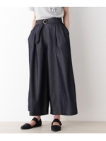 ベルト付きシャンブレーワイドパンツ/ブルー系(095)