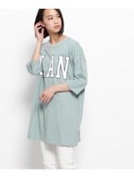 ロゴ天竺チュニックワンピース/ホワイト系(002)