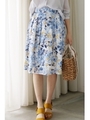 水彩フラワープリントスカート/ネイビー1(121)
