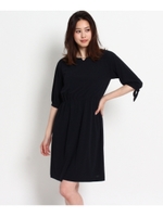 スムースストレッチウエスト切替ワンピース/ブルー系(094)