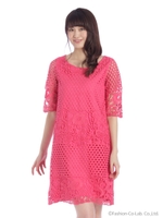 パネルレースワンピ/ピンク