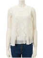 レース×シフォンノースリトップス/ピンクベージュ
