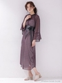 エスニック柄シフォンマキシワンピース/ボルドー