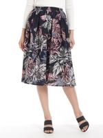 ボタニカルフラワーフレアミディスカート/ネービー