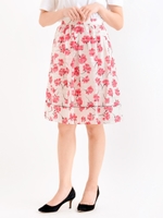 花柄ボーダーフレアースカート/ブルー柄