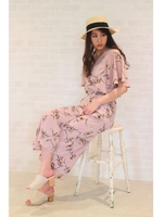 ミドルフラワーワイドパンツ/ピンク×ベージュフラワー1(091)