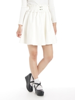 シャーリングウエストフェイクレザーSK/ブラック