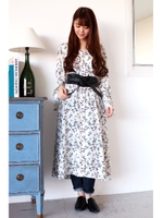 フレアスリーブガウンマキシワンピース/ネイビー1(121)