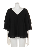 楊柳フリルヘムTOP/L/PUR