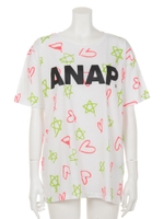 【ANAP】ANAPロゴネオンカラー総柄Tシャツ/ピンク(008)