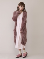 フェザーヤーンロングカーデ/ローズブラウン