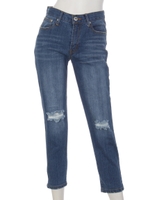 【LATINA】ニークラッシュダメージヘムスキニーデニムパンツ/BL