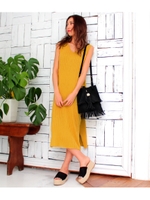 【chilleanap】ワイドリブノースリワンピース/YEL