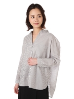 コットンフォルムシャツ/ネイビーストライプ1(121)